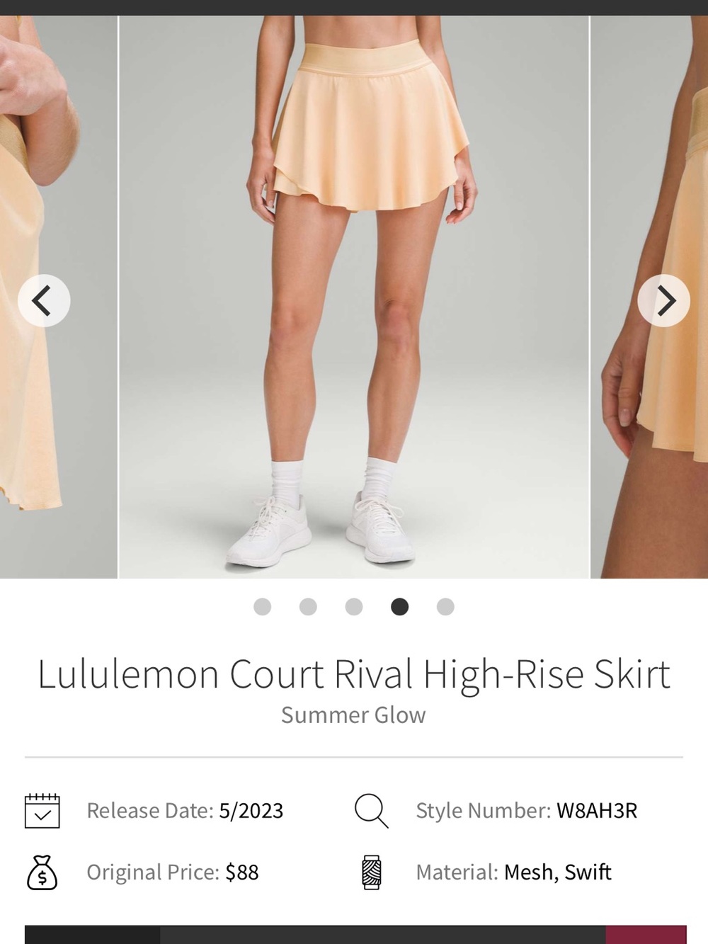 Size 2 LuLulemon athletica Court Rival High-Rise Skort - Summer Glow Peach!